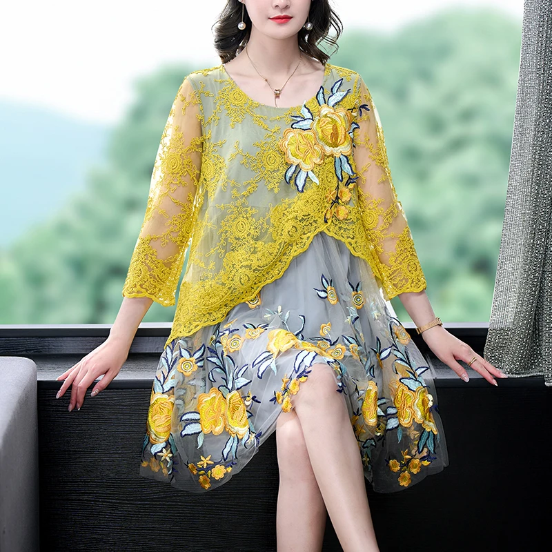 Women Embroidery Mesh Dress Festa Female Elegant Long Wedding Party Robe Femme Fashion Designer Lady Vestidos
Women Embroidery Mesh Dress Festa Female Elegant Long Wedding Party Robe Femme Fashion Designer Lady Vestidos