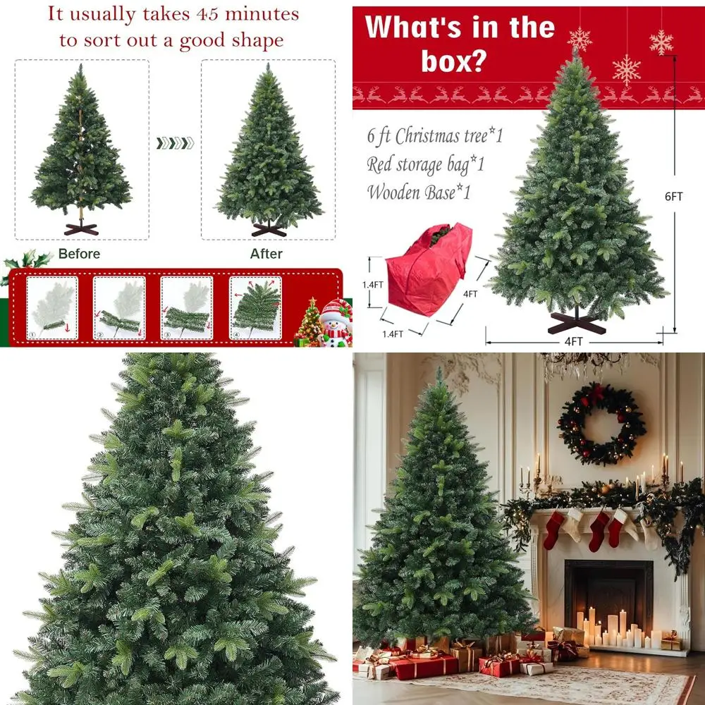 Hinged 6ft Christmas Tree with 1152 Branch Tips, Easy Setup, Complete with Base
Hinged 6ft Christmas Tree with 1152 Branch Tips, Easy Setup, Complete with Base