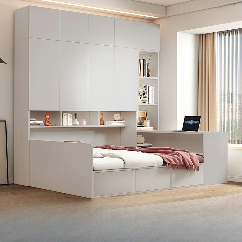 Tatami bed wardrobe integrated small apartment bedroom with desk combination side cabinet bed integrated solid wood
Tatami bed wardrobe integrated small apartment bedroom with desk combination side cabinet bed integrated solid wood