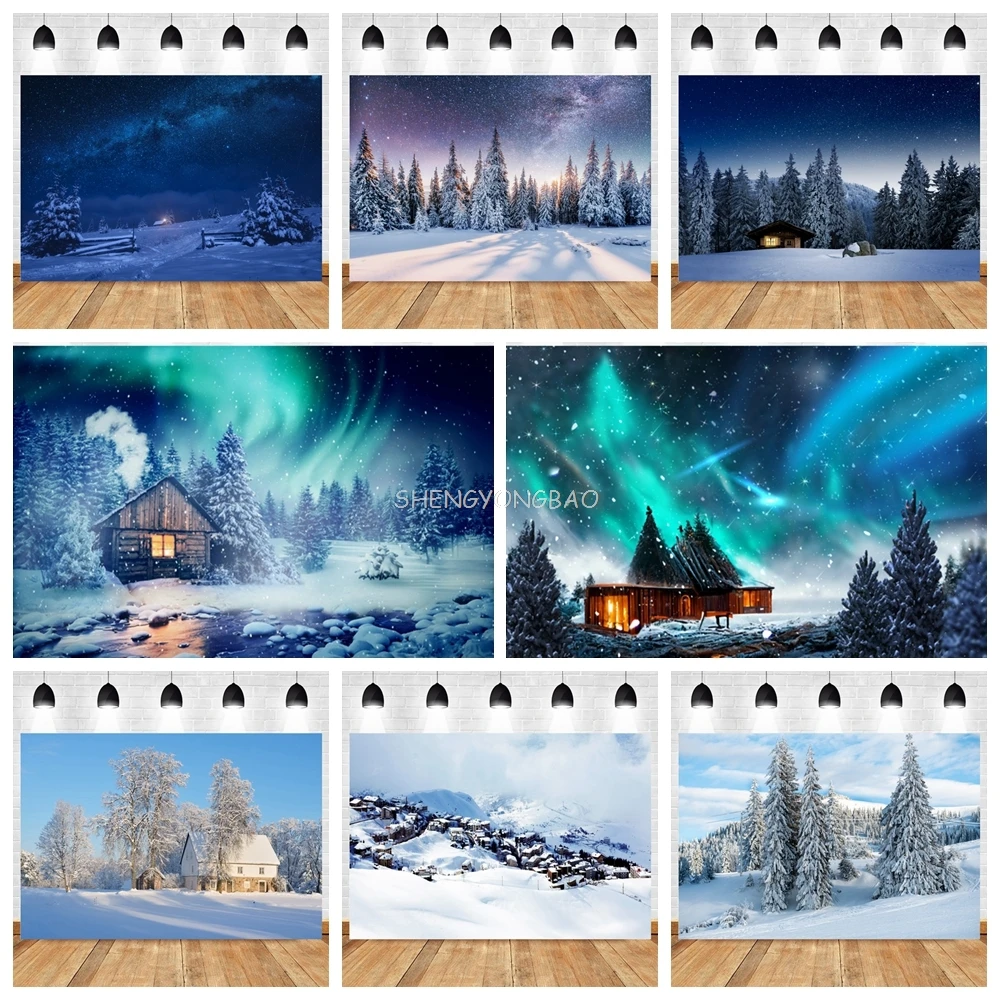 Winter Night Snowflake Aurora Photography Backdrops Starry Sky Moon Tree Pine Forest Christmas Day Photo Studio Background JY-01
Winter Night Snowflake Aurora Photography Backdrops Starry Sky Moon Tree Pine Forest Christmas Day Photo Studio Background JY-01
