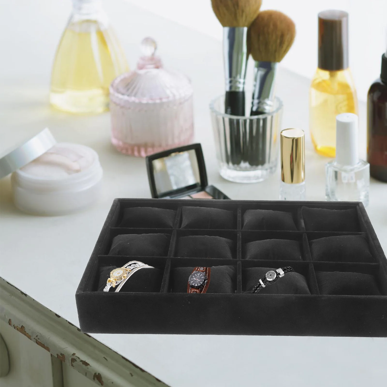 Watch Display Tray Bangle Organizer With Mini Pillows Bracelet Display Wrist Watch Organizer Tray Desktop Countertop
Watch Display Tray Bangle Organizer With Mini Pillows Bracelet Display Wrist Watch Organizer Tray Desktop Countertop