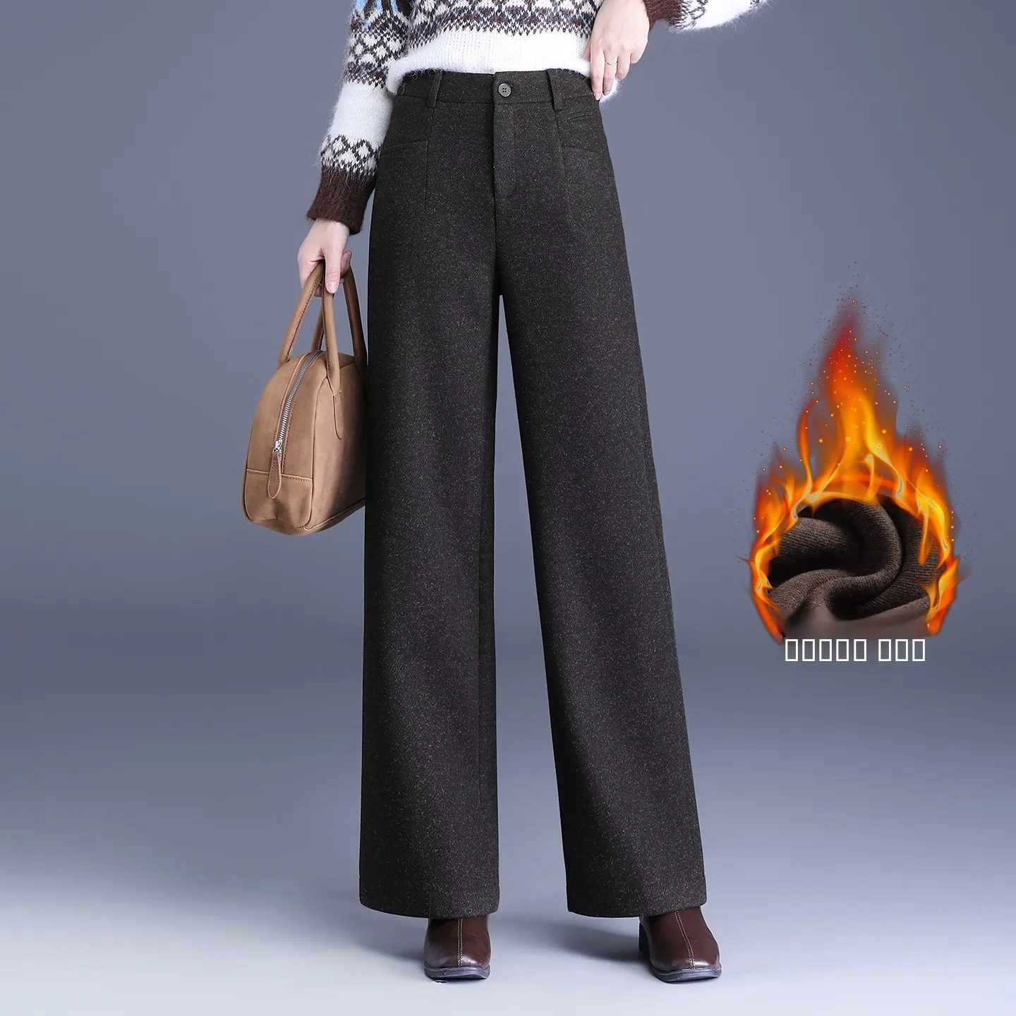 High Waist Fce Lined Wide Leg Pants Women's Thiened Straight Cut Trousers Drapey Loose Long Pants Winter New Sle
High Waist Fce Lined Wide Leg Pants Women's Thiened Straight Cut Trousers Drapey Loose Long Pants Winter New Sle