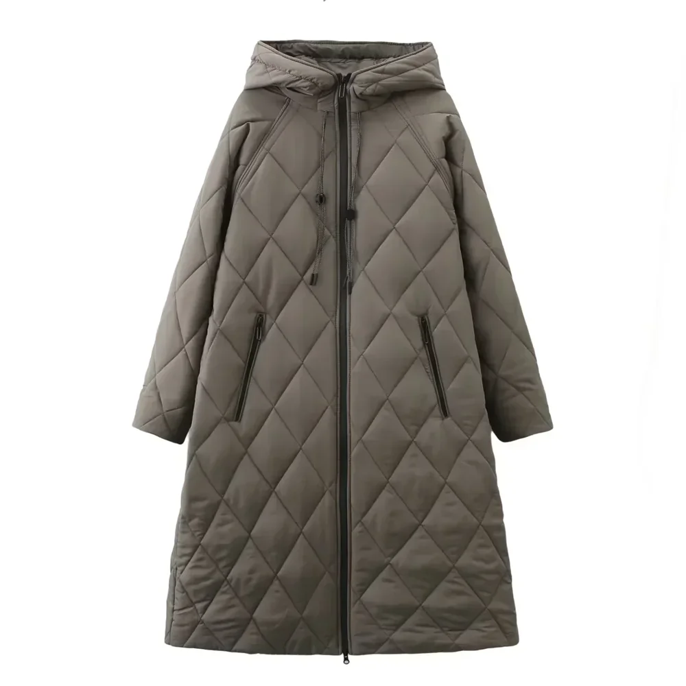 Winter new women's clothing diamond grid hooded long sleeved cotton coat loose cotton coat long jacket jacket
Winter new women's clothing diamond grid hooded long sleeved cotton coat loose cotton coat long jacket jacket