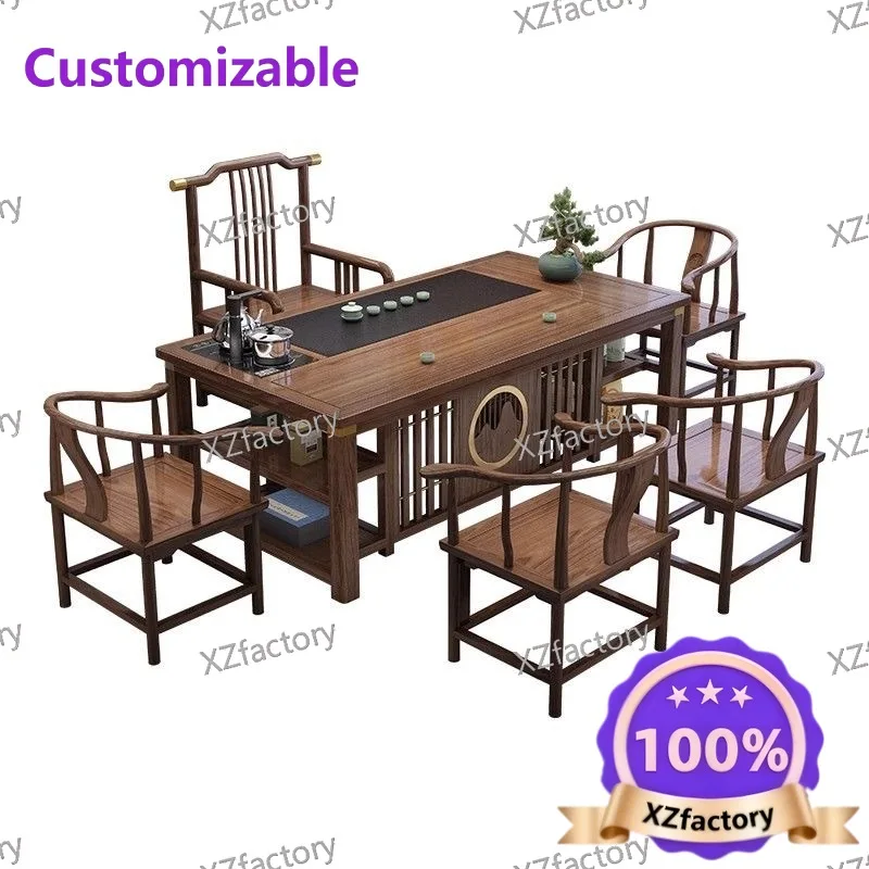 New Chinese-style solid wood tea table and chair set, integrated tea table for home, office and balcony use
New Chinese-style solid wood tea table and chair set, integrated tea table for home, office and balcony use
