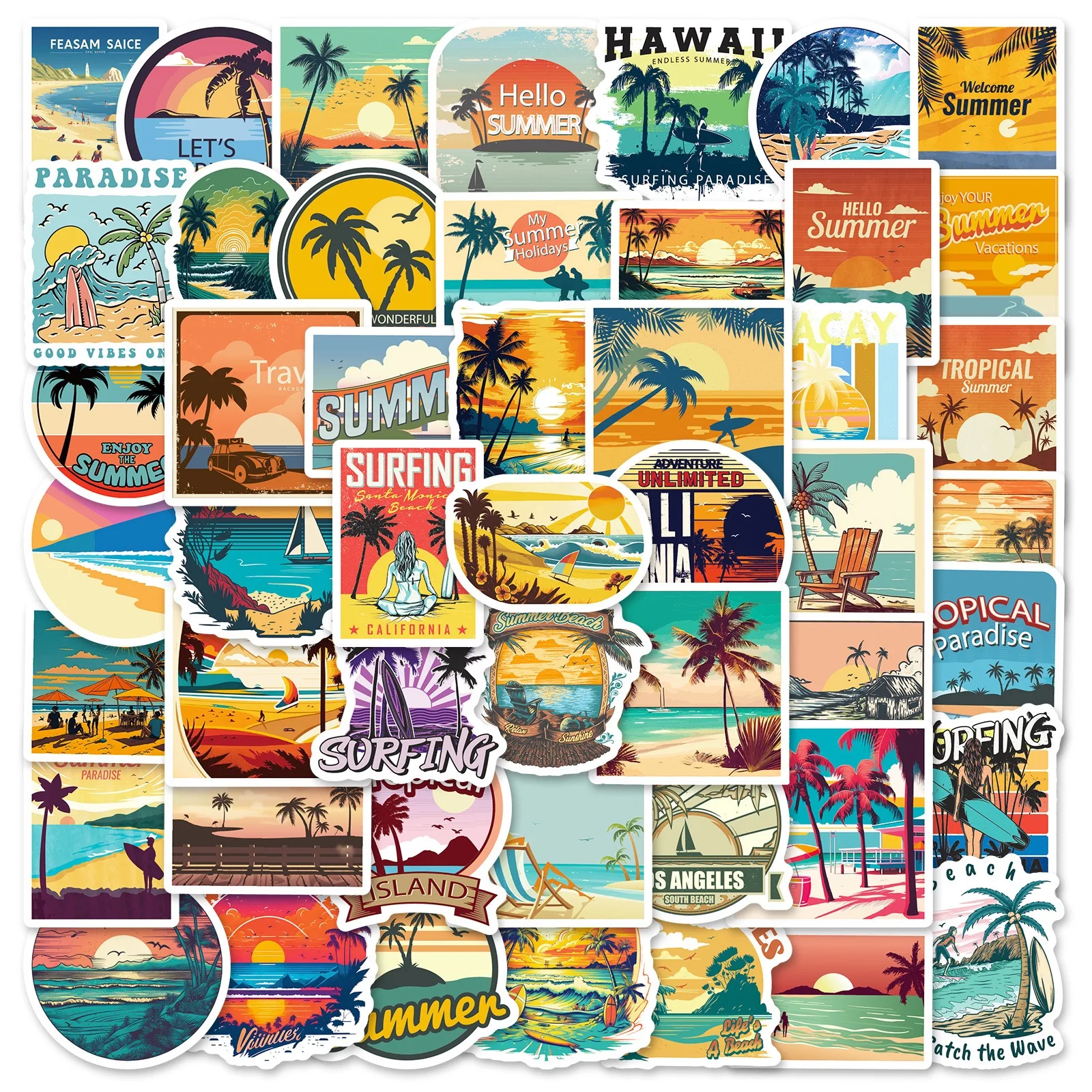 10/50PCS Hawaii Vintage Beach Surfing Stickers Summer Tropical Surf Decals Waterproof DIY Surfboard Car Skateboard Vinyl Sticker
10/50PCS Hawaii Vintage Beach Surfing Stickers Summer Tropical Surf Decals Waterproof DIY Surfboard Car Skateboard Vinyl Sticker