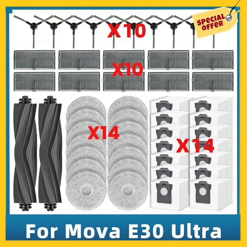 50 шт. для Dreame Mova E30 Ultra/Trouver E30 Ultra, запасные части для пылесоса, основная боковая щетка, фильтр, швабра, тканевый мешок для пыли
50 шт. для Dreame Mova E30 Ultra/Trouver E30 Ultra, запасные части для пылесоса, основная боковая щетка, фильтр, швабра, тканевый мешок для пыли