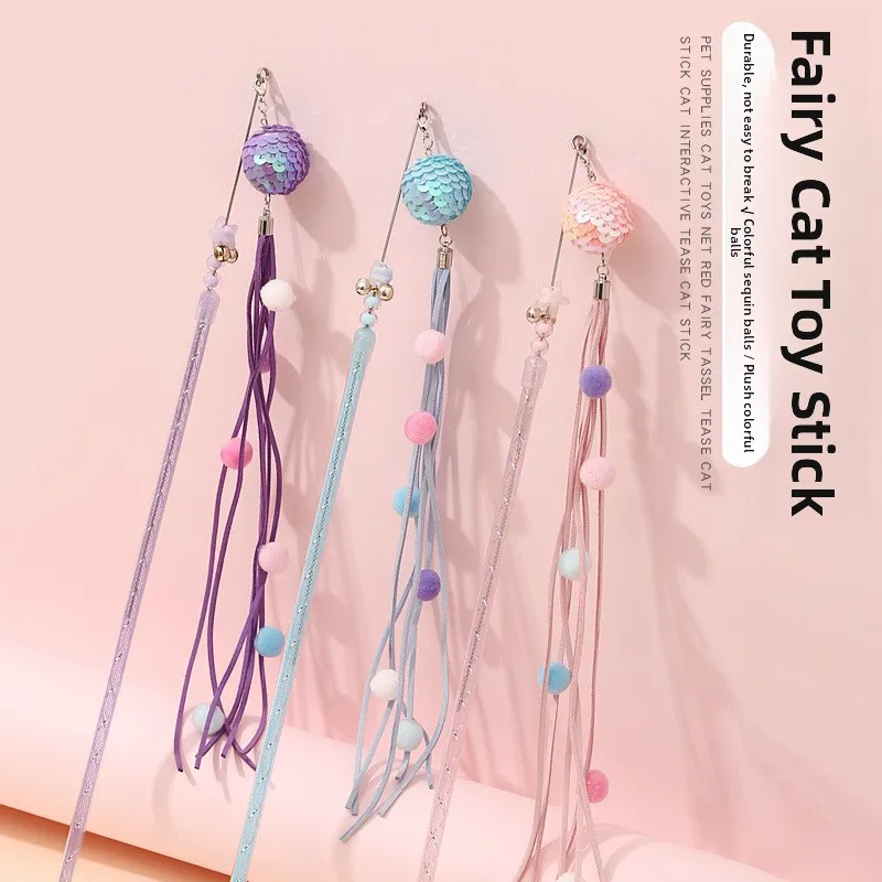 Interactive Fairy Wand Toy Sequin Tassel Bell Ball New Model Teaser Stick Pet Supplies for Fitness Cats
Interactive Fairy Wand Toy Sequin Tassel Bell Ball New Model Teaser Stick Pet Supplies for Fitness Cats