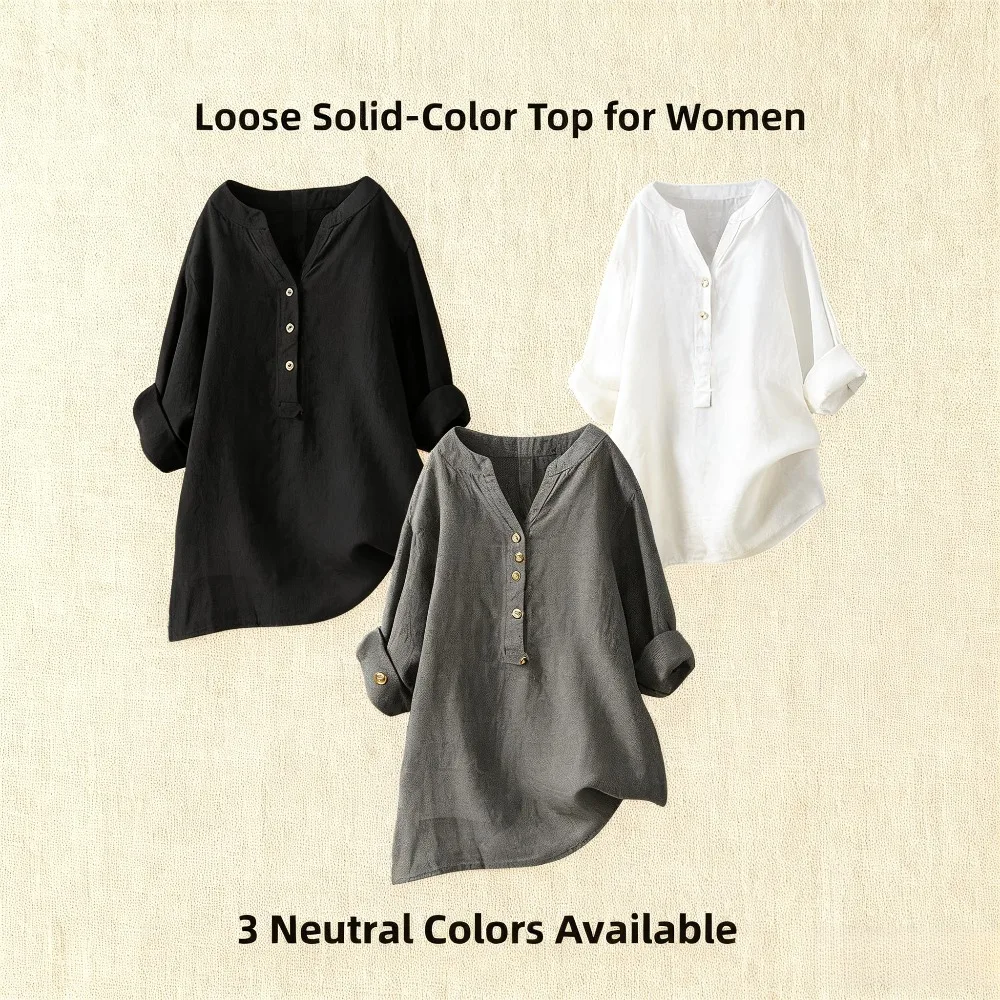 Европейский и американский свободный однотонный топ для женщин, воротник-стойка, пуговицы, длинный рукав, универсальный базовый слой
Европейский и американский свободный однотонный топ для женщин, воротник-стойка, пуговицы, длинный рукав, универсальный базовый слой