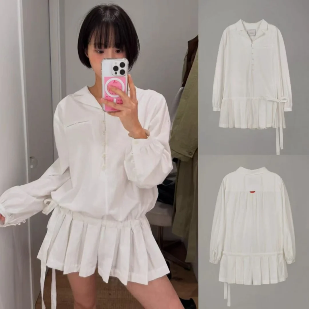 Korean Style Long Sleeve Shirt Dress Women's Loose Wide Leg Pants with Belt Waist Tie Design Fashionable Midi Skirt
Korean Style Long Sleeve Shirt Dress Women's Loose Wide Leg Pants with Belt Waist Tie Design Fashionable Midi Skirt