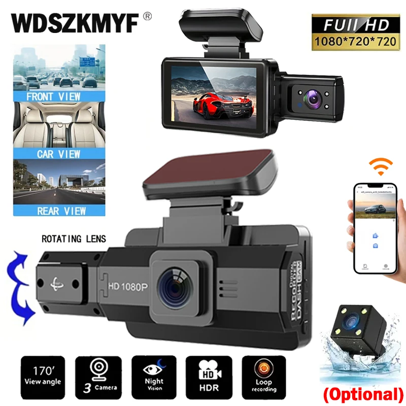 3Channel1080P Dash Cam for Cars Front and Internal Camera WIFI Video Recorder Car DVR Rear View Camera for Vehicle Car accessory 
3Channel1080P Dash Cam for Cars Front and Internal Camera WIFI Video Recorder Car DVR Rear View Camera for Vehicle Car accessory