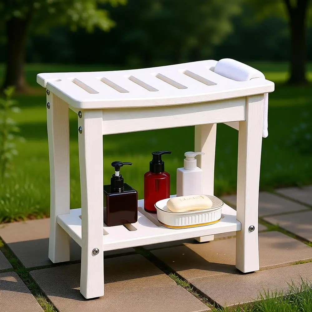 White Shower Bench with Storage Shelf and Handles, Suitable for Indoor and Outdoor Spa and Bath Tub Use
White Shower Bench with Storage Shelf and Handles, Suitable for Indoor and Outdoor Spa and Bath Tub Use