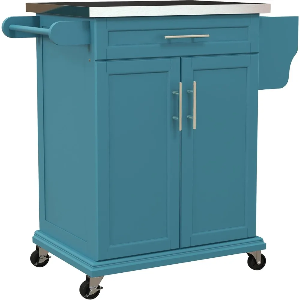 Kitchen Island on Wheels, Rolling Kitchen Cart with Stainless Steel Countertop, Drawer, Towel Rack and Spice Rack
Kitchen Island on Wheels, Rolling Kitchen Cart with Stainless Steel Countertop, Drawer, Towel Rack and Spice Rack