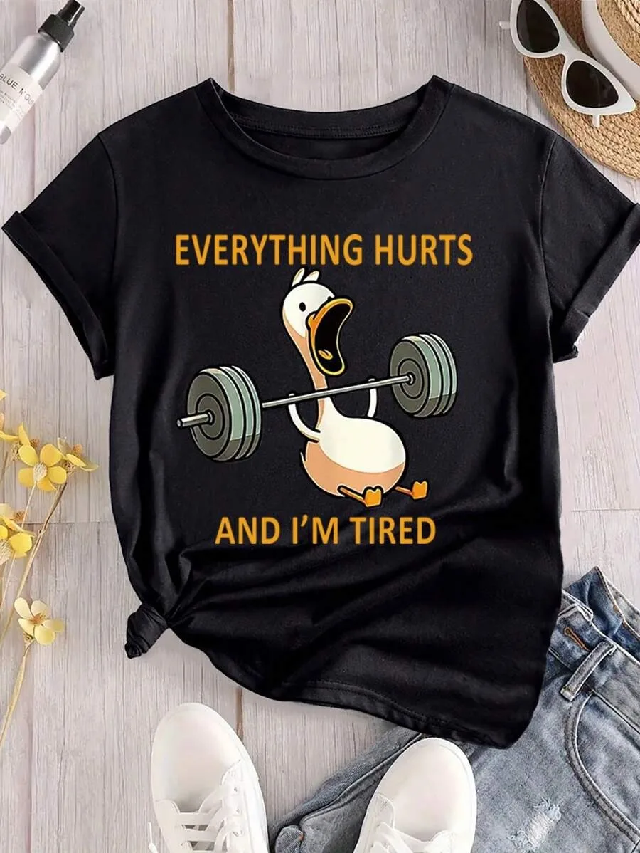 Plus - Size T - shirt: Funny & Gym - themed Design, Duck Lifting Weights & Slogan
Plus - Size T - shirt: Funny & Gym - themed Design, Duck Lifting Weights & Slogan