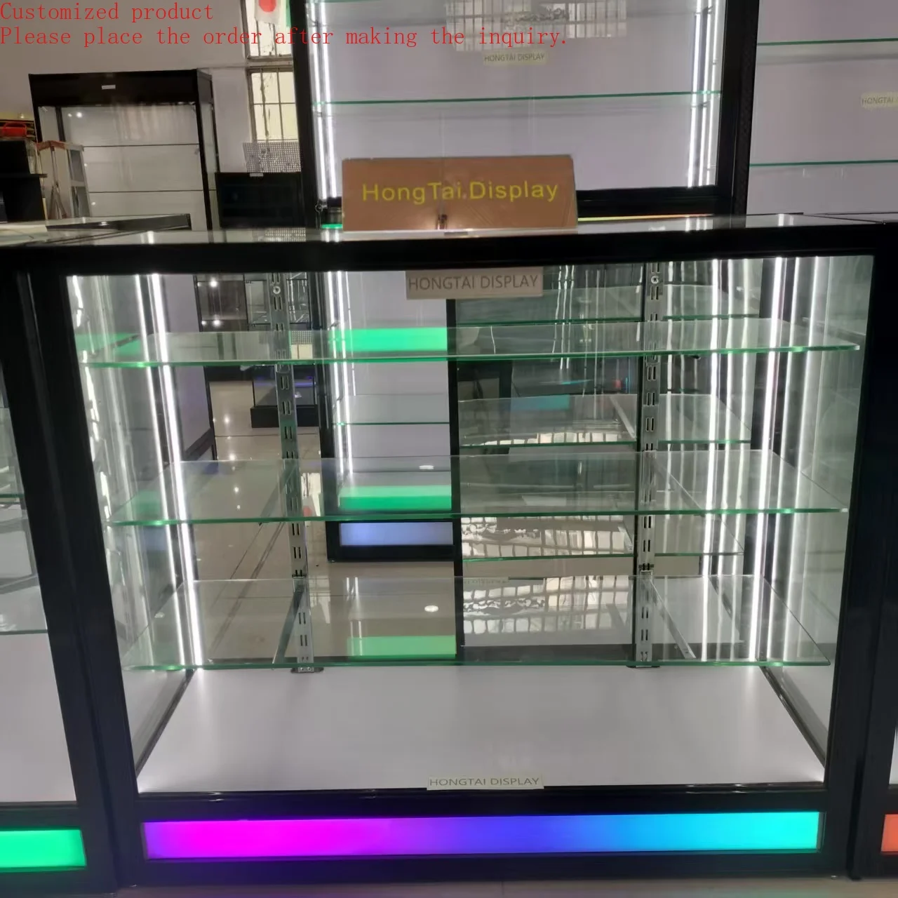 Custom.Multi Color Light Promotion Showcase Shop Fitting With Led Lighting Luxury Showcase Counter Mall Kiosk for Glass Display
Custom.Multi Color Light Promotion Showcase Shop Fitting With Led Lighting Luxury Showcase Counter Mall Kiosk for Glass Display