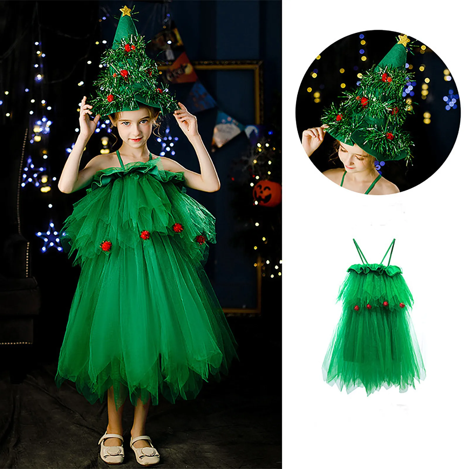 Christmas Child Girls Cosplay Dress Xmas Tree Green Sleeveless Tulle Skirts New Year Clothes Hat Sets Role Play Costumes 2024
Christmas Child Girls Cosplay Dress Xmas Tree Green Sleeveless Tulle Skirts New Year Clothes Hat Sets Role Play Costumes 2024