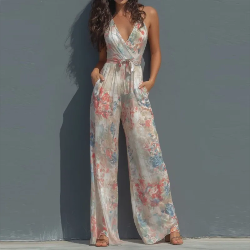 Fashion Elegant Long Jumpsuit Women Sexy Backless Wide Leg Jumpsuits Casual Sleeveless Floral Rompers Summer Clothes Jumpsuits
Fashion Elegant Long Jumpsuit Women Sexy Backless Wide Leg Jumpsuits Casual Sleeveless Floral Rompers Summer Clothes Jumpsuits