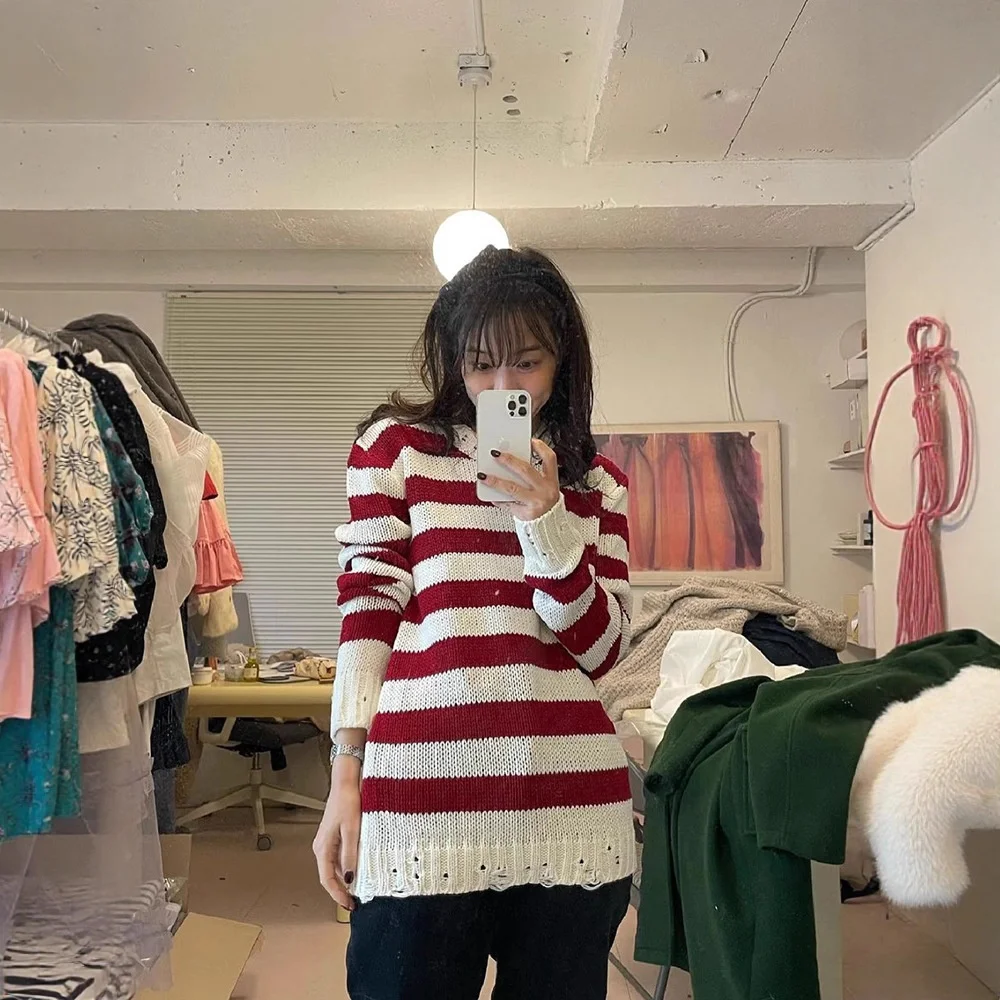 Fletta25 Autumn Winter Loose Knitted Cisas Aosphere Striped Women's Sweater Comfortable Soft Long Sve round Ne
Fletta25 Autumn Winter Loose Knitted Cisas Aosphere Striped Women's Sweater Comfortable Soft Long Sve round Ne