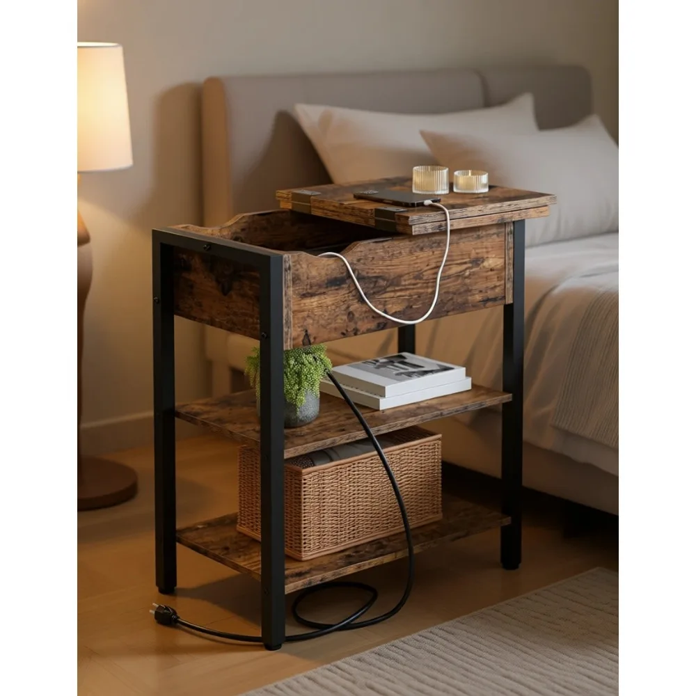Narrow Side Table with Charging Station USB Ports and Outlets Flip Top Nightstand Shelf for Small Spaces
Narrow Side Table with Charging Station USB Ports and Outlets Flip Top Nightstand Shelf for Small Spaces