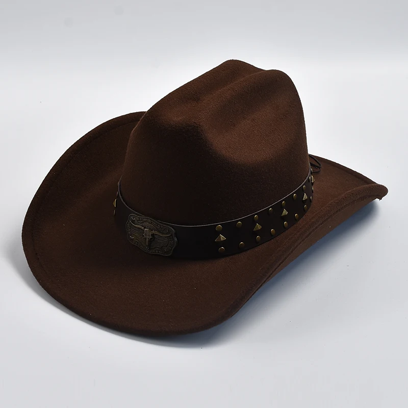 

Men's Western Women Cowboy Hat for Gentleman Lady Cowgirl Jazz Hat Vintage Wide Brim Felt Fedora Hat Sombrero Hombre
