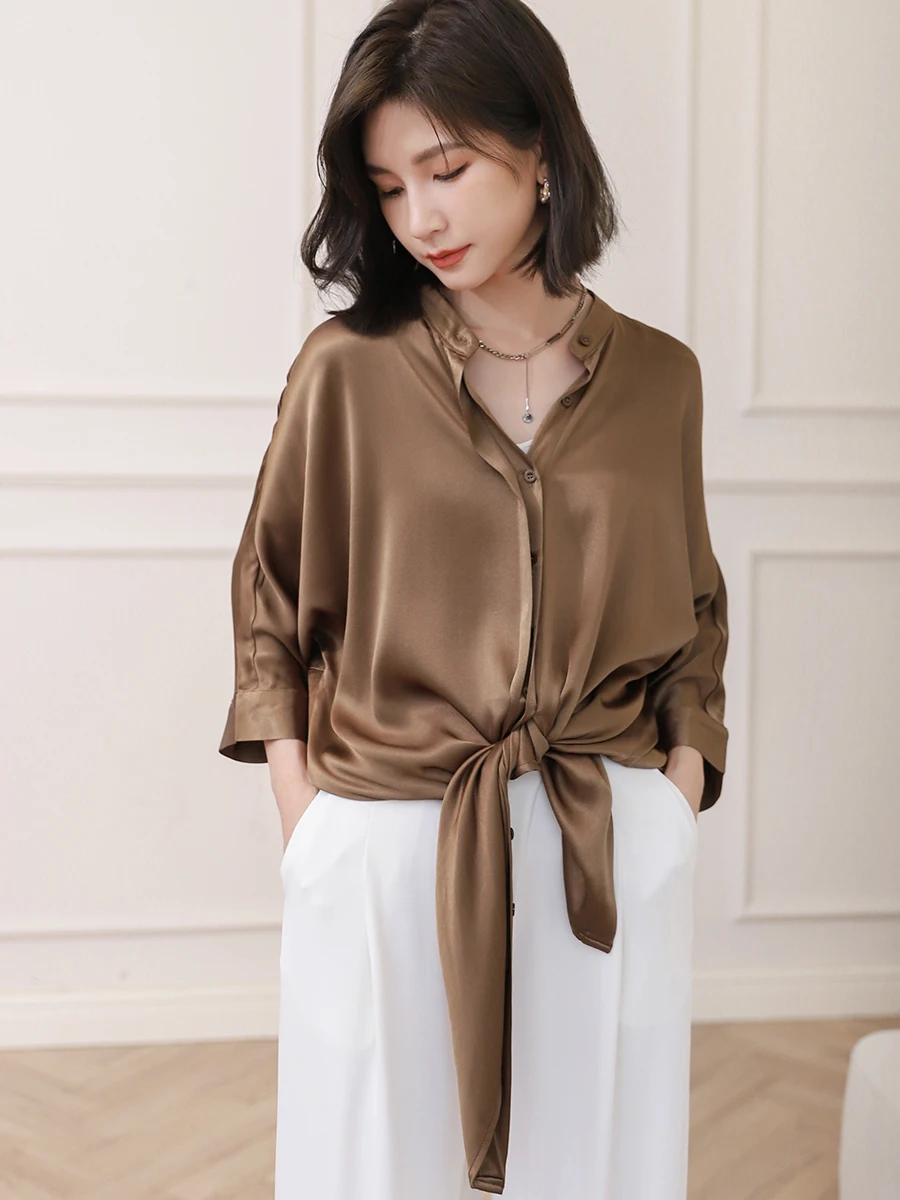 Женская блузка Slimming BF Sle Satin Feel с воротником-стойкой, средней длины рукава, удлиненная, осенняя новинка, кофейного цвета, свободного кроя, для повседневной носки
Женская блузка Slimming BF Sle Satin Feel с воротником-стойкой, средней длины рукава, удлиненная, осенняя новинка, кофейного цвета, свободного кроя, для повседневной носки