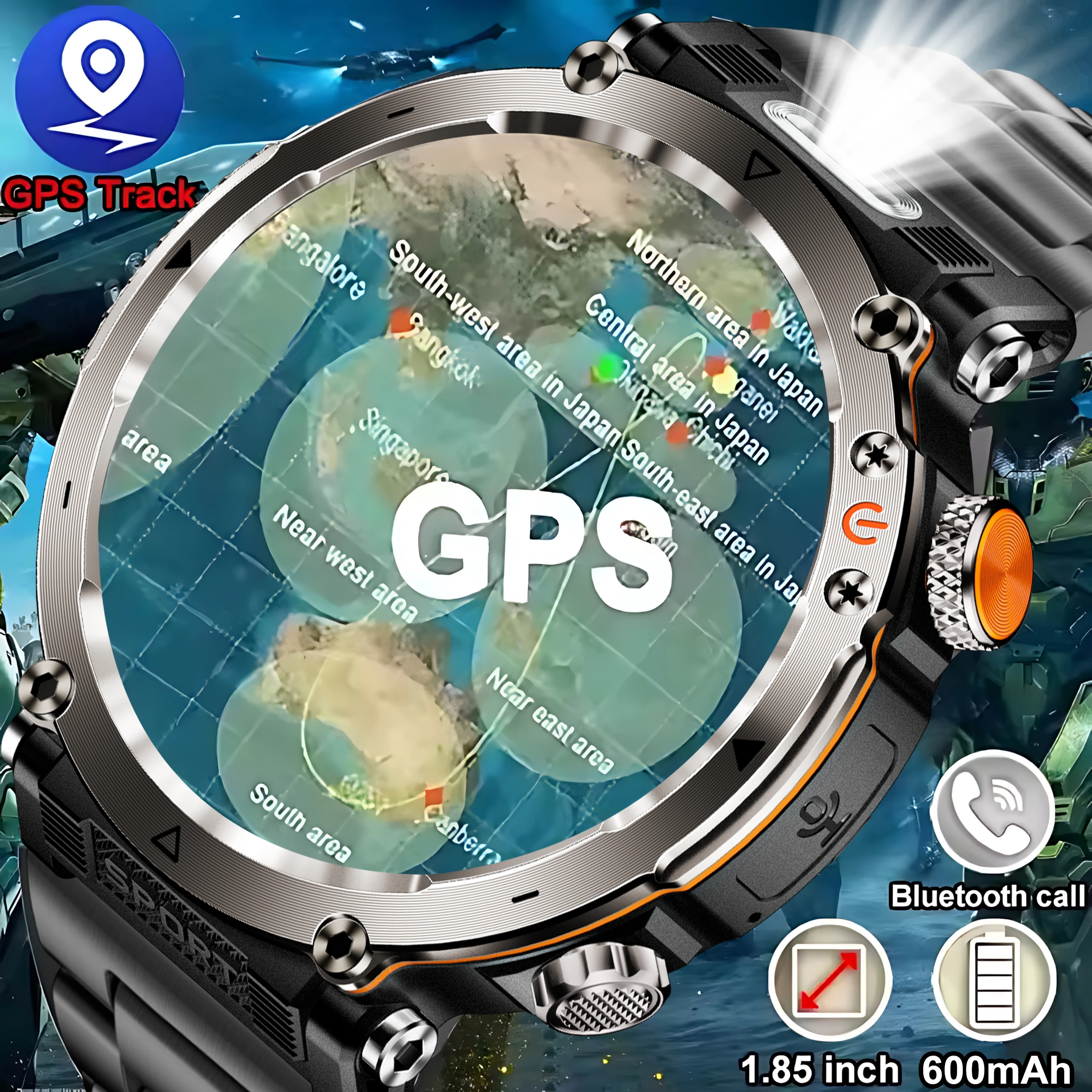 5ATM Открытый 600 мАч Компас Смарт-часы Мужчины Светодиодный фонарик SmartWatch Bluetooth вызов Сердечный ритм IP 68 Спортивные умные часы 2025 Новый
5ATM Открытый 600 мАч Компас Смарт-часы Мужчины Светодиодный фонарик SmartWatch Bluetooth вызов Сердечный ритм IP 68 Спортивные умные часы 2025 Новый