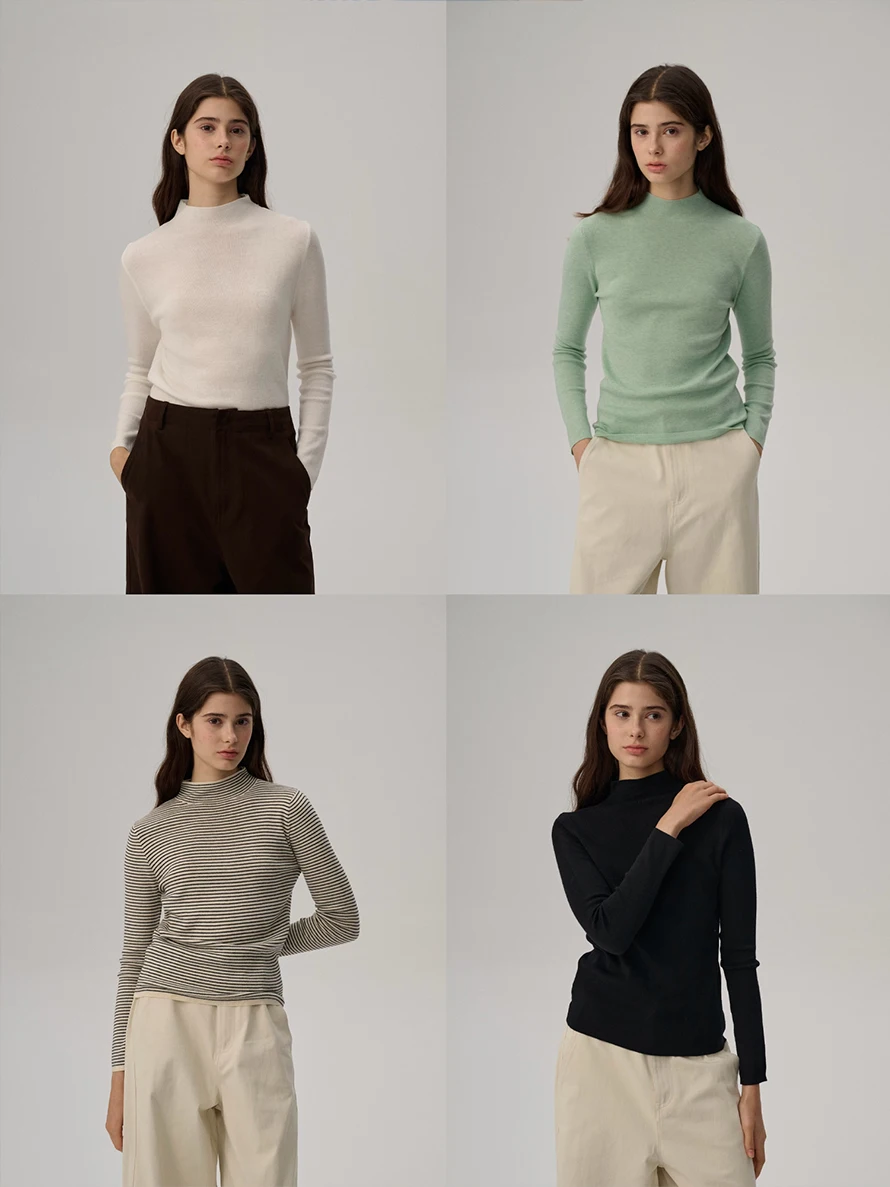 Sullenger Women's Knitted Wool Sweater Four Colors Striped Inner Wear Base irt Versatile Autumn Winter French Sle Slim Fit
Sullenger Women's Knitted Wool Sweater Four Colors Striped Inner Wear Base irt Versatile Autumn Winter French Sle Slim Fit