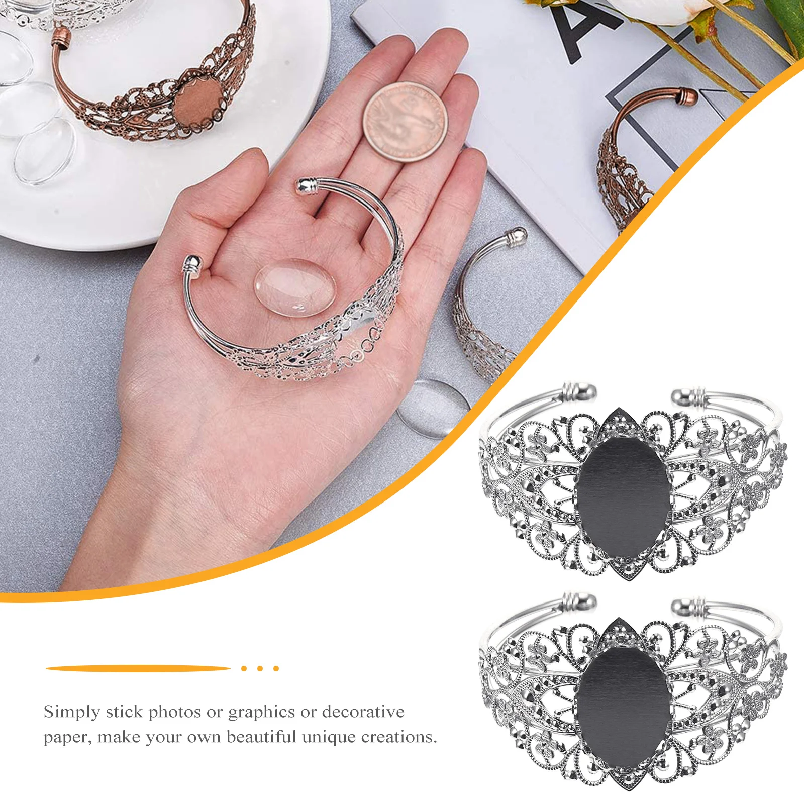 5Pcs Blank Cuff Bracelet Gemstone Bezel Tray Bangle Oval DIY Craft Project Adjustable Fashion Jewelry Making Supplies
5Pcs Blank Cuff Bracelet Gemstone Bezel Tray Bangle Oval DIY Craft Project Adjustable Fashion Jewelry Making Supplies