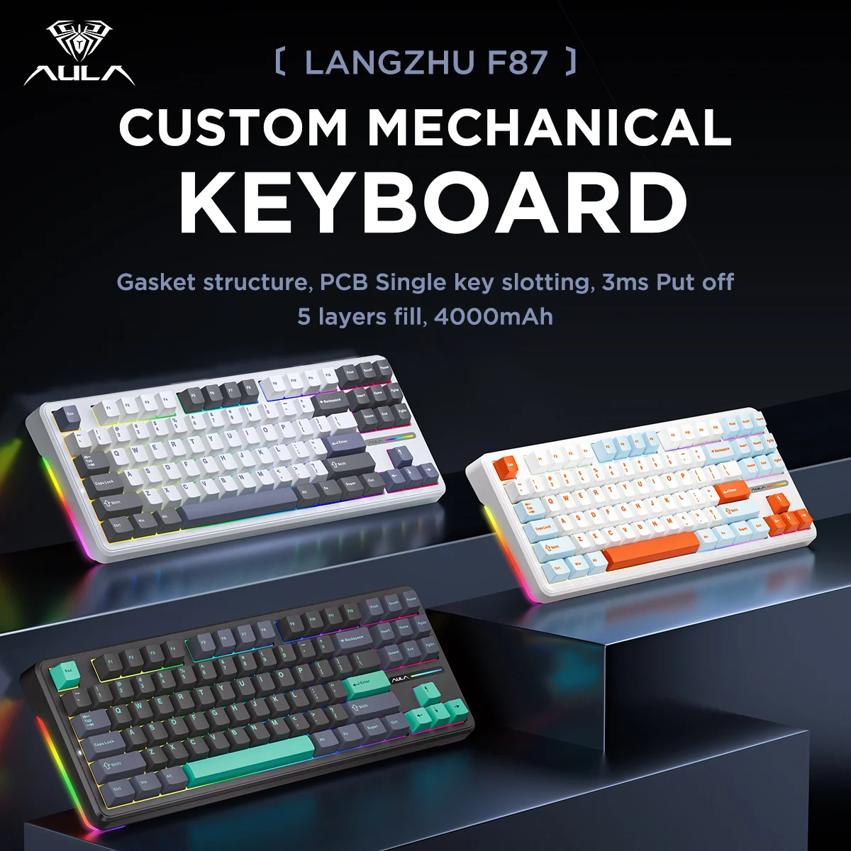 Aula F87Pro Mechanical Keyboard 3 Mode 2.4G/USB/Bluetooth Wireless Keyboard 87 Key Hotswap RGB PBT Gaming Keyboard Gift
Aula F87Pro Mechanical Keyboard 3 Mode 2.4G/USB/Bluetooth Wireless Keyboard 87 Key Hotswap RGB PBT Gaming Keyboard Gift