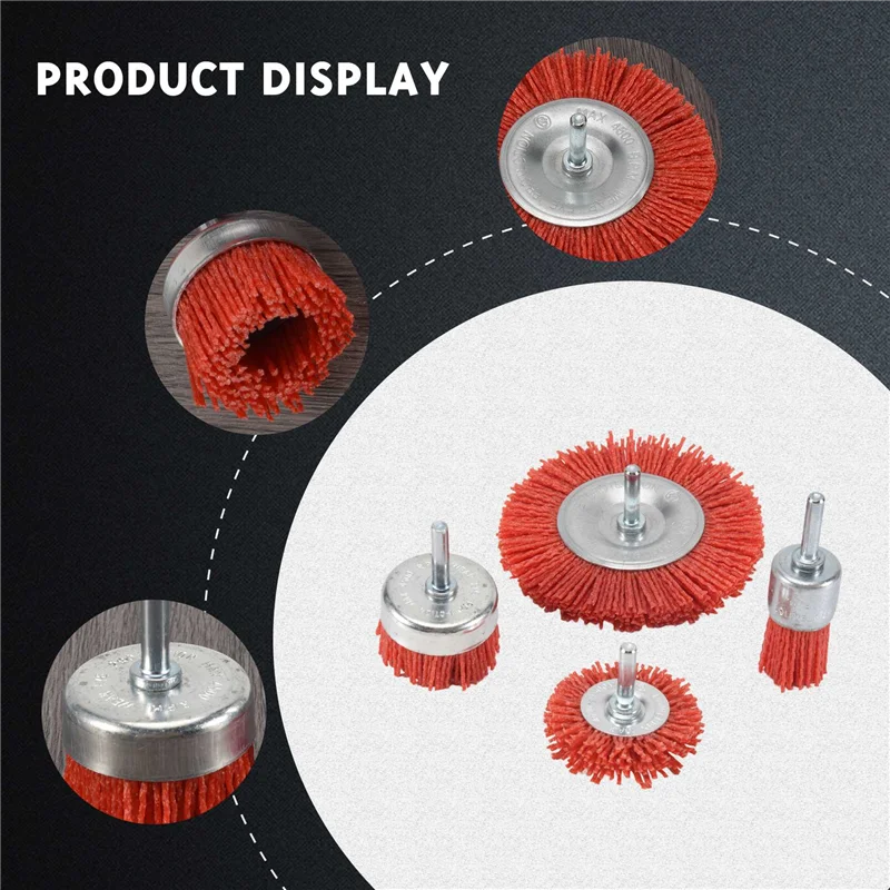 4Pcs Nylon Filament Abrasive Wire Cup Brush Nylon End Brush Kit For Drill Rotary Tool With 1/4 Inch Shank-AT64
4Pcs Nylon Filament Abrasive Wire Cup Brush Nylon End Brush Kit For Drill Rotary Tool With 1/4 Inch Shank-AT64