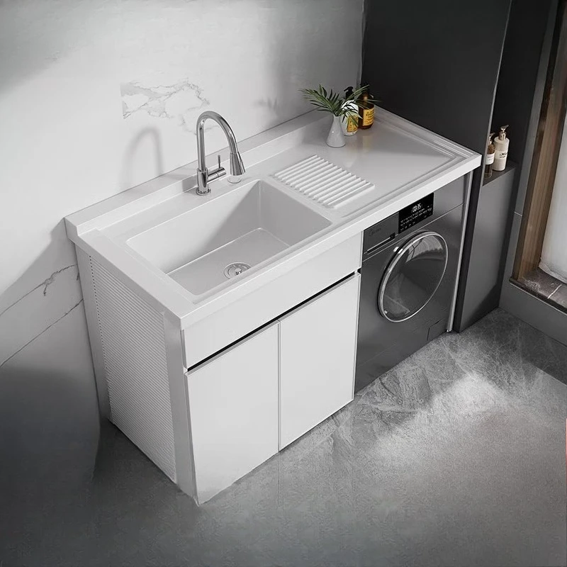 Space aluminum washing machine cabinet significant other balcony cabinet combination with rubbing board integrated
Space aluminum washing machine cabinet significant other balcony cabinet combination with rubbing board integrated