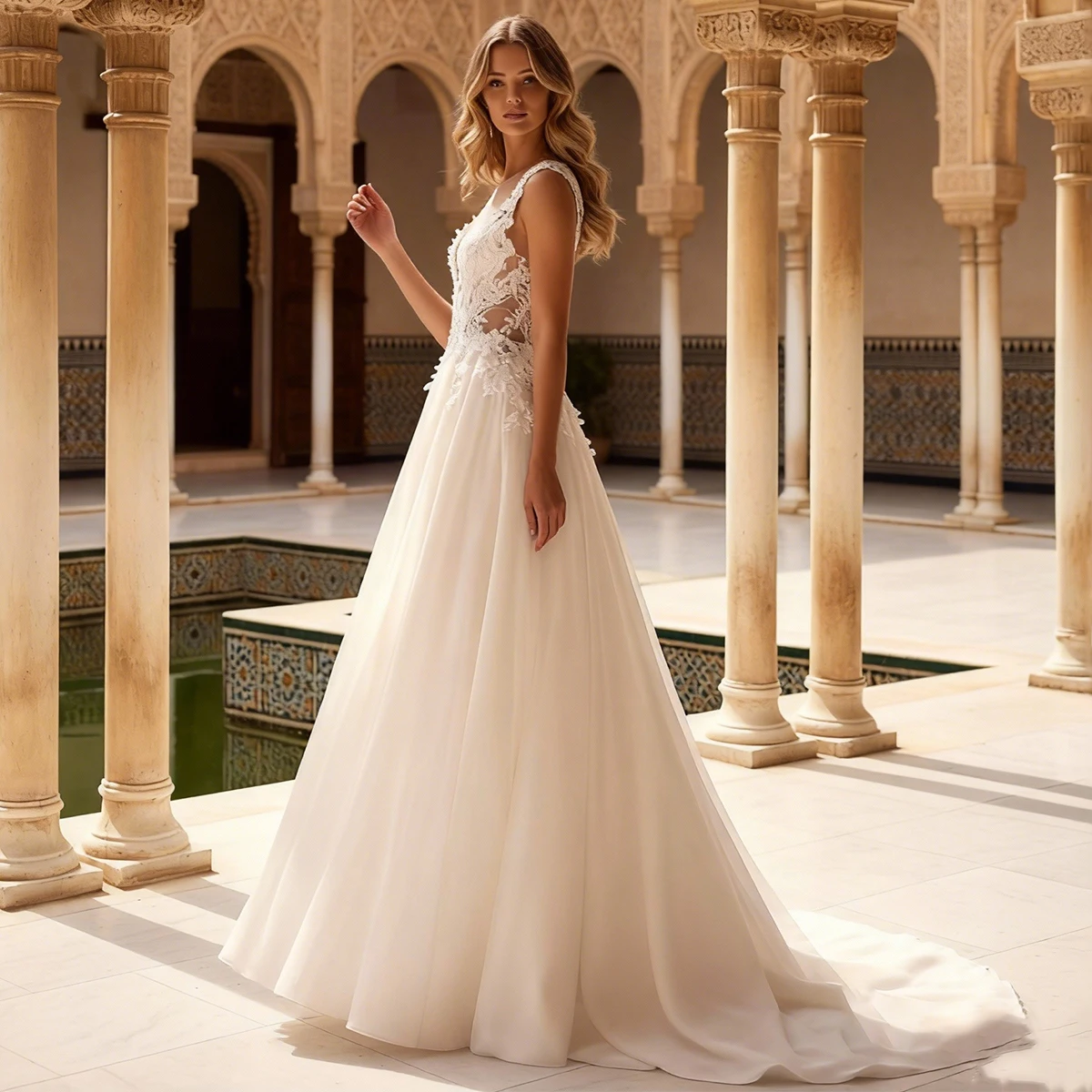 Luxury Tulle Lace Wedding Dress Long Appliques Bridal Gown For Bride A Line Ball Gown For Women Vestidos Novia
Luxury Tulle Lace Wedding Dress Long Appliques Bridal Gown For Bride A Line Ball Gown For Women Vestidos Novia