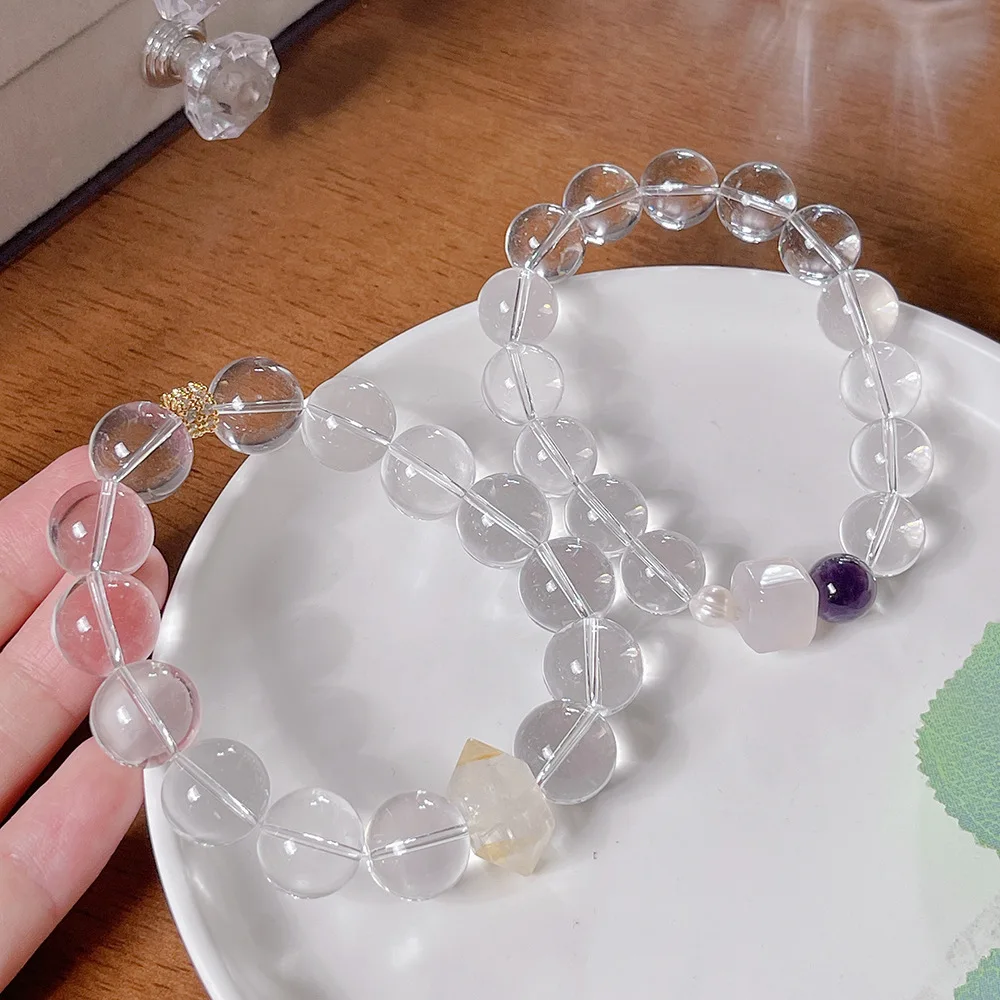 Ультра прозрачный браслет из белого хрустального стекла K9 для женщин, простые большие бусины диаметром 14 мм, браслет из бисера, ювелирные изделия с розовым кварцем и аметистом
Ультра прозрачный браслет из белого хрустального стекла K9 для женщин, простые большие бусины диаметром 14 мм, браслет из бисера, ювелирные изделия с розовым кварцем и аметистом