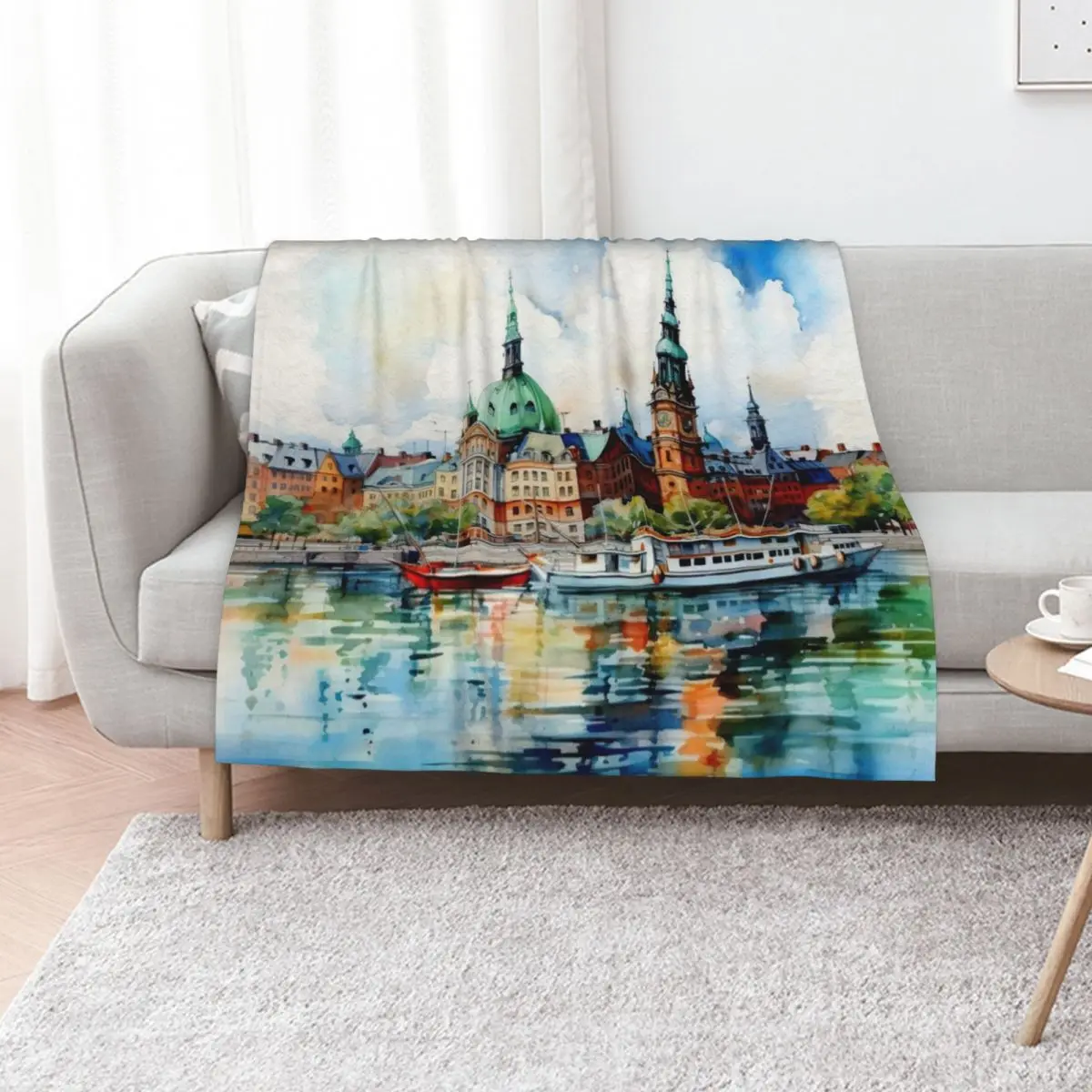 A Watercolor Design of Stockholm - Sweden Throw Blanket Plaid on the sofa Polar wednesday Designers Blankets
A Watercolor Design of Stockholm - Sweden Throw Blanket Plaid on the sofa Polar wednesday Designers Blankets