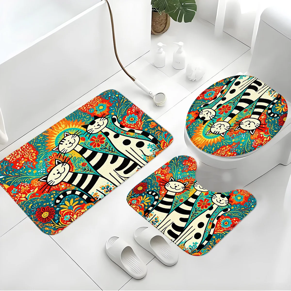 Retro Painted Cat Print Bathroom Non-Slip Water-Absorbent Three-Piece Set
Retro Painted Cat Print Bathroom Non-Slip Water-Absorbent Three-Piece Set