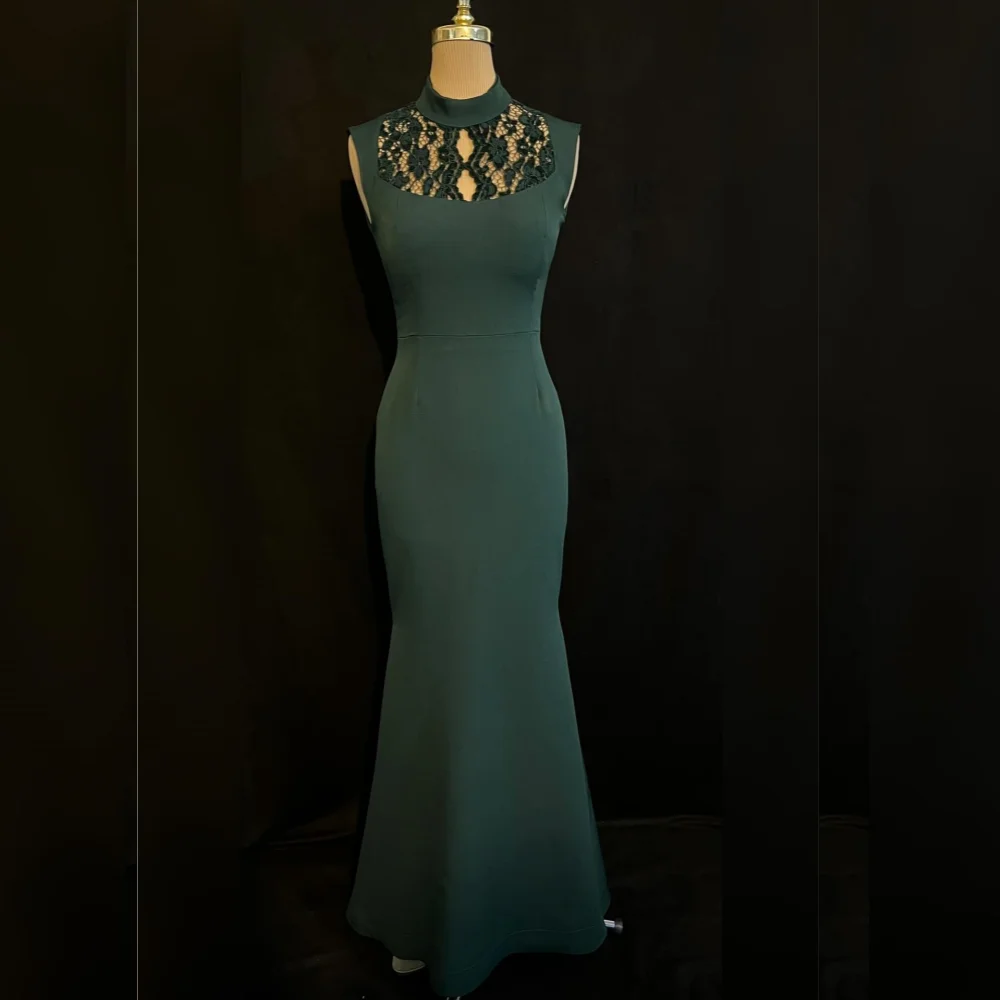 Customized Jersey Lace High Collar Mermaid Midi Dresses Bespoke Occasion Classic Retro Elegant Evening Wedding Guest Party 
Customized Jersey Lace High Collar Mermaid Midi Dresses Bespoke Occasion Classic Retro Elegant Evening Wedding Guest Party