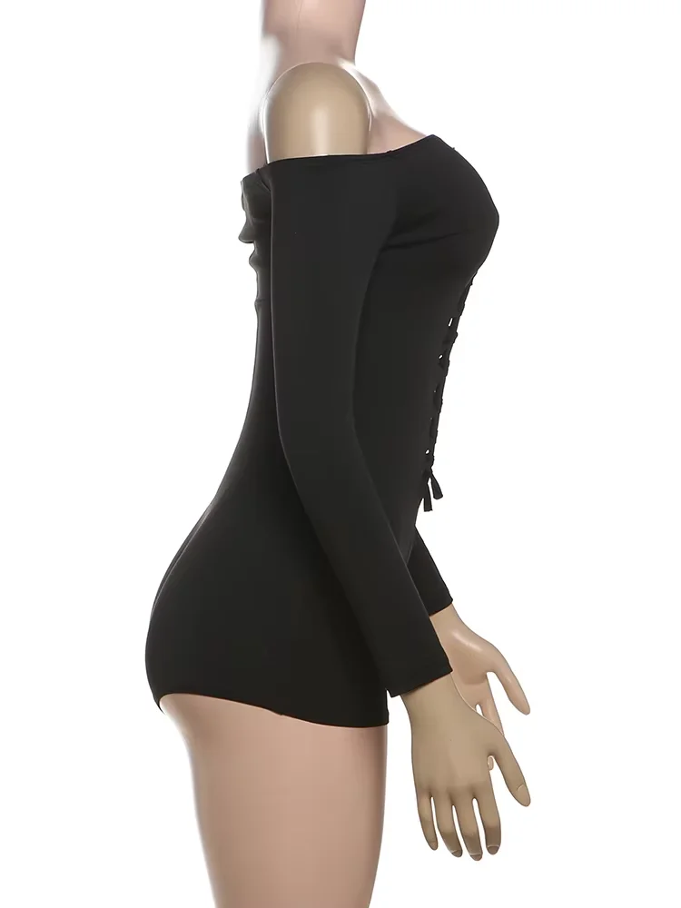 Cutenew Women Playsuits Off Shoulder Strap Cross Hollow Out Full Sleeve Skinny Rompers Elastic Sexy Hot Mujer Midnight Overalls 
Cutenew Women Playsuits Off Shoulder Strap Cross Hollow Out Full Sleeve Skinny Rompers Elastic Sexy Hot Mujer Midnight Overalls