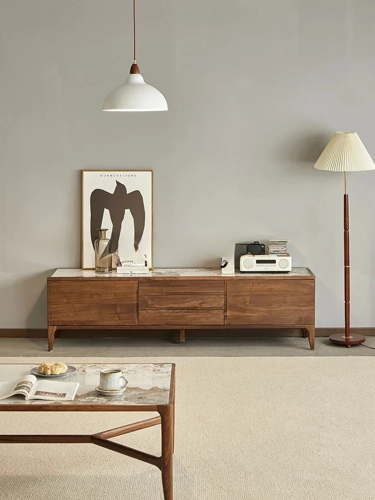 North American black walnut rock panel TV cabinet Italian minimalist storage floor cabinet living room home0746
North American black walnut rock panel TV cabinet Italian minimalist storage floor cabinet living room home0746