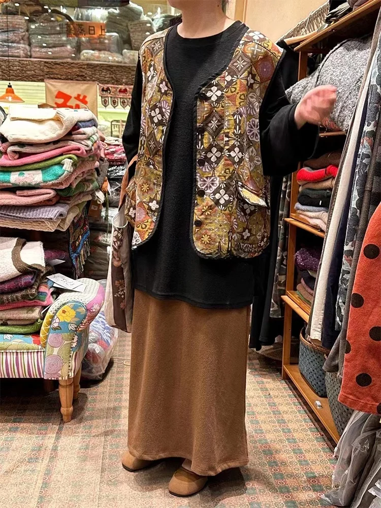 Vintage Japanese Sle Yellow Patchwork Cotton Linen Vest ket Design plus Size Women's Wear Autumn Season V-Ne Bal
Vintage Japanese Sle Yellow Patchwork Cotton Linen Vest ket Design plus Size Women's Wear Autumn Season V-Ne Bal