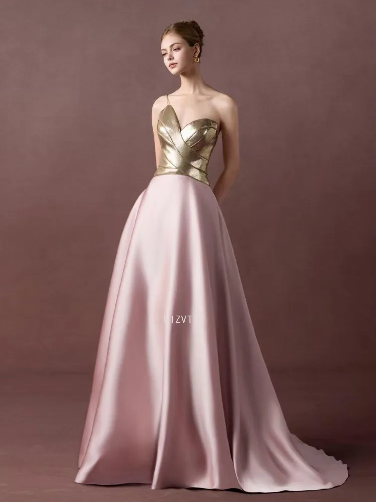 Contrast Golden Wedding Dress Women Strapless Backless A-Line Floor Length Satin Evening Bridal Gown Customized Robe de mariée
Contrast Golden Wedding Dress Women Strapless Backless A-Line Floor Length Satin Evening Bridal Gown Customized Robe de mariée