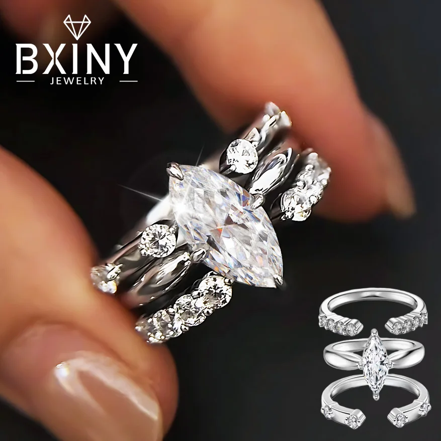BXINY Marquise Cut All Moissanite Stackable Ring Set 100%S925 Silver For Women Diamond Bridal Wedding Band Fine Jewelry With GRA
BXINY Marquise Cut All Moissanite Stackable Ring Set 100%S925 Silver For Women Diamond Bridal Wedding Band Fine Jewelry With GRA