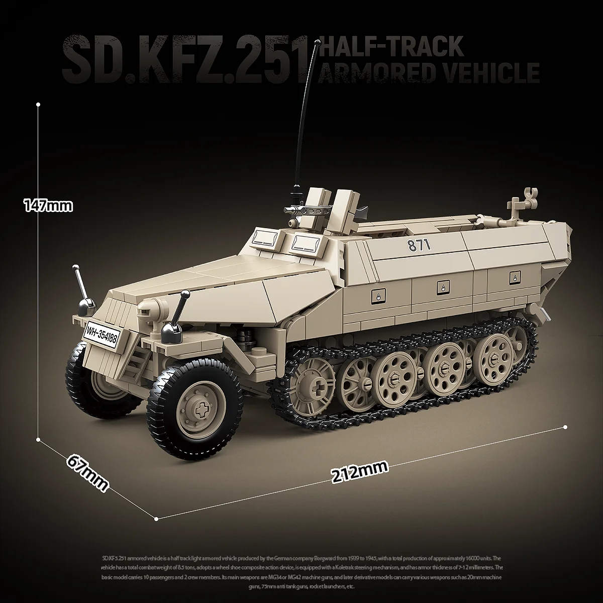 German Sdkfz 251 Half-track APC Building Blocks WWII Military Armor Vehicle Model Bricks Set War Diorama Boys Educational Toy Gi
German Sdkfz 251 Half-track APC Building Blocks WWII Military Armor Vehicle Model Bricks Set War Diorama Boys Educational Toy Gi
