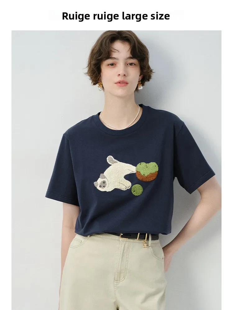 Женская футболка большого размера с круглым вырезом и вышивкой, летняя, повседневная, свободного кроя, дышащая, с коротким рукавом, модная
Женская футболка большого размера с круглым вырезом и вышивкой, летняя, повседневная, свободного кроя, дышащая, с коротким рукавом, модная