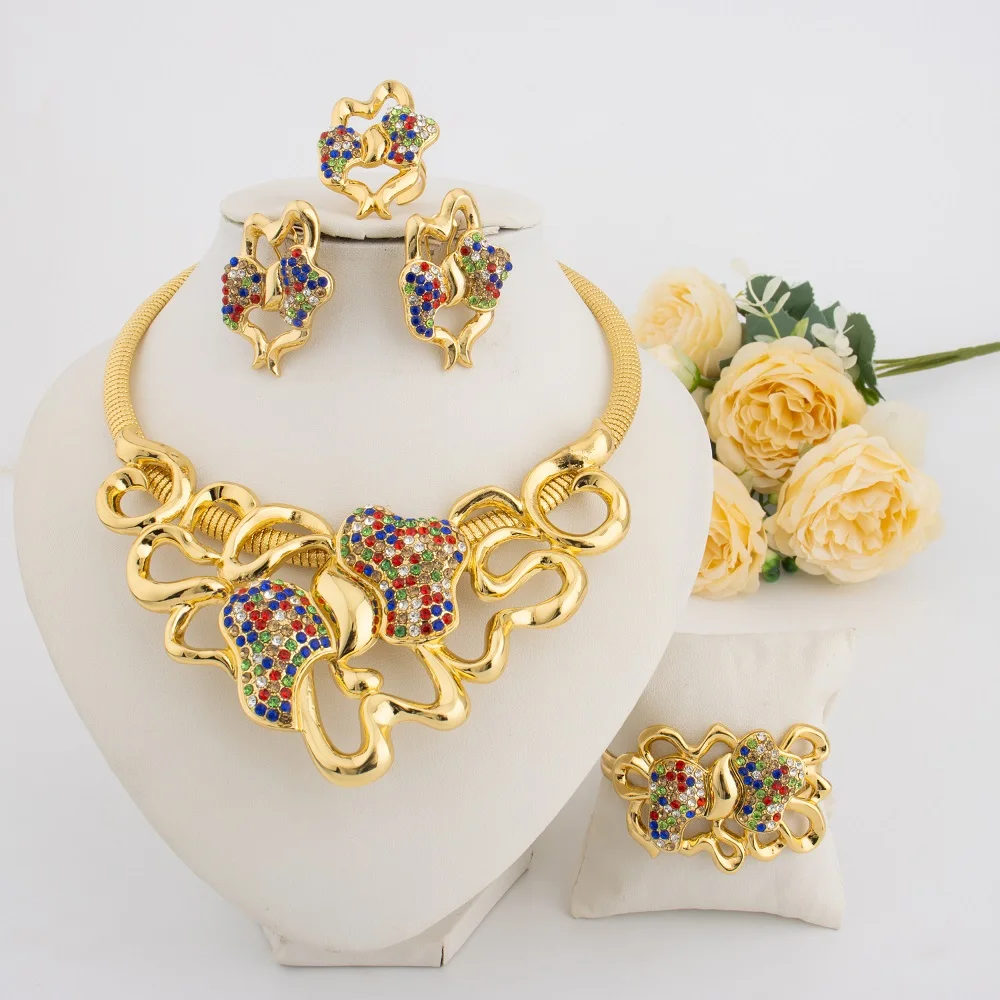 Dubai Gold Plated Jewelry Set Women Luxurious Necklace Earrings Bracelet Ring 4pcs Bride Wedding Party Jewelry Set Gift
Dubai Gold Plated Jewelry Set Women Luxurious Necklace Earrings Bracelet Ring 4pcs Bride Wedding Party Jewelry Set Gift
