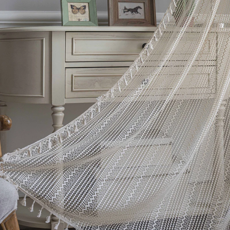 Crochet Boho Curtains for Bedroom Bohemian Knitting Lace with Handmade Tassels Semi Sheer Hollow Striped Retro Window Treatments
Crochet Boho Curtains for Bedroom Bohemian Knitting Lace with Handmade Tassels Semi Sheer Hollow Striped Retro Window Treatments