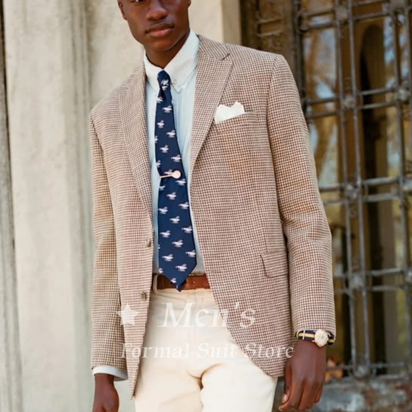 Beige Houndstooth Blazer Wool Blend Single Breasted Notch Lapel Slim Fit Casual Sport Coat Wedding Prom Party Customized
Beige Houndstooth Blazer Wool Blend Single Breasted Notch Lapel Slim Fit Casual Sport Coat Wedding Prom Party Customized