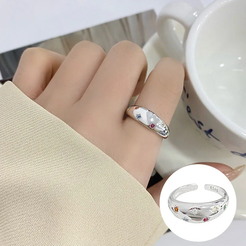 100% 925 Sterling Silver Zircon Geometric Open Ring for Woman Girl Smooth Simple Star Design Jewelry Party Gift Dropshipping
100% 925 Sterling Silver Zircon Geometric Open Ring for Woman Girl Smooth Simple Star Design Jewelry Party Gift Dropshipping