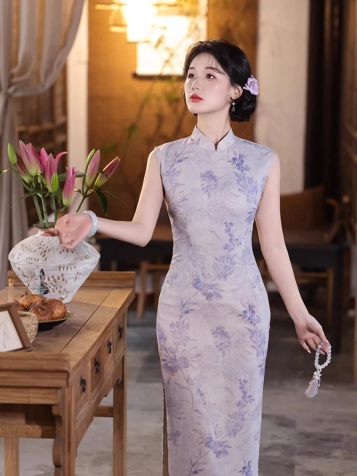 Elegant Purple Sleeveless Qipao Dress Young Style Classy Personality Women's Fashionable Summer New Arrival Breathable Long S...
Elegant Purple Sleeveless Qipao Dress Young Style Classy Personality Women's Fashionable Summer New Arrival Breathable Long S...