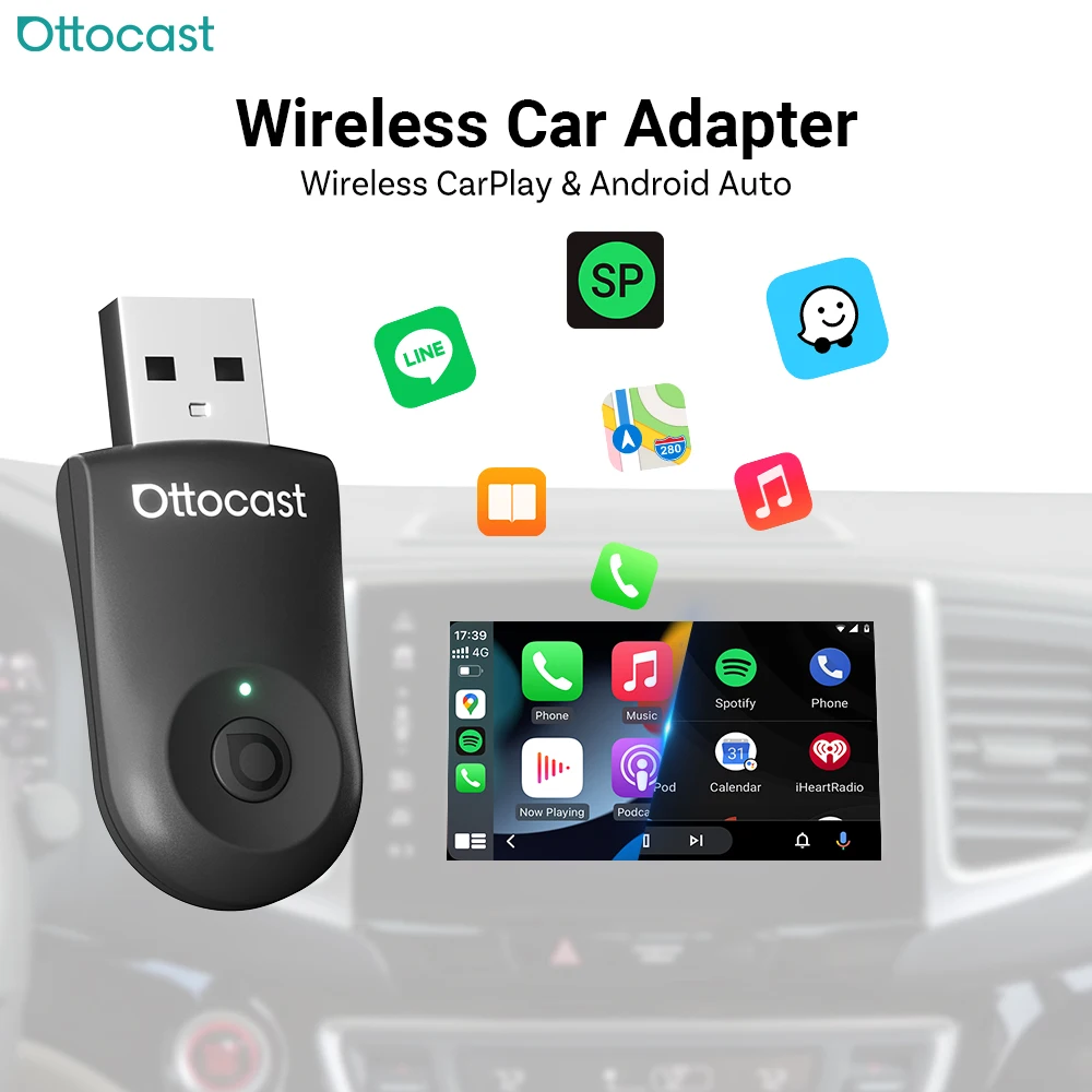 OTTOCAST Mini Wireless CarPlay Adapter & Android Auto Dongle 2in1 Dual-Band 5GHz Plug & Play for 99% Cars With Wired CarPlay
OTTOCAST Mini Wireless CarPlay Adapter & Android Auto Dongle 2in1 Dual-Band 5GHz Plug & Play for 99% Cars With Wired CarPlay