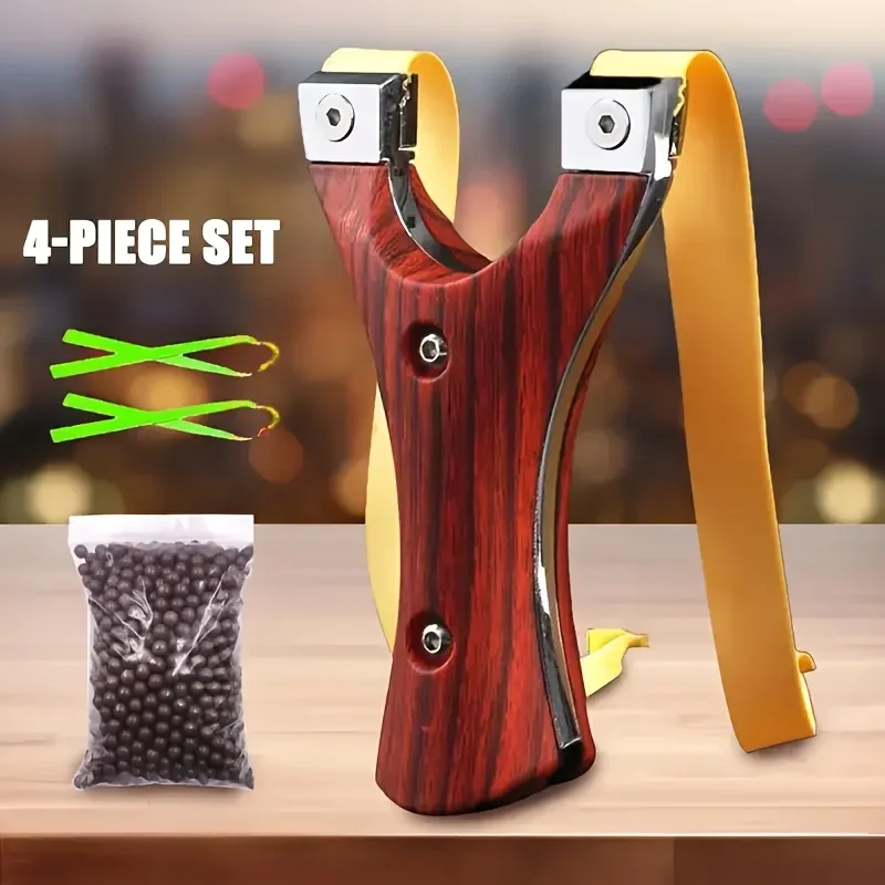 A zinc alloy slingshot set with a wooden handle, equipped with 2 durable rubber bands and 1 safety ammunition bag, perfect for outdoor precision shooting, sports training, and adventure
A zinc alloy slingshot set with a wooden handle, equipped with 2 durable rubber bands and 1 safety ammunition bag, perfect for outdoor precision shooting, sports training, and adventure