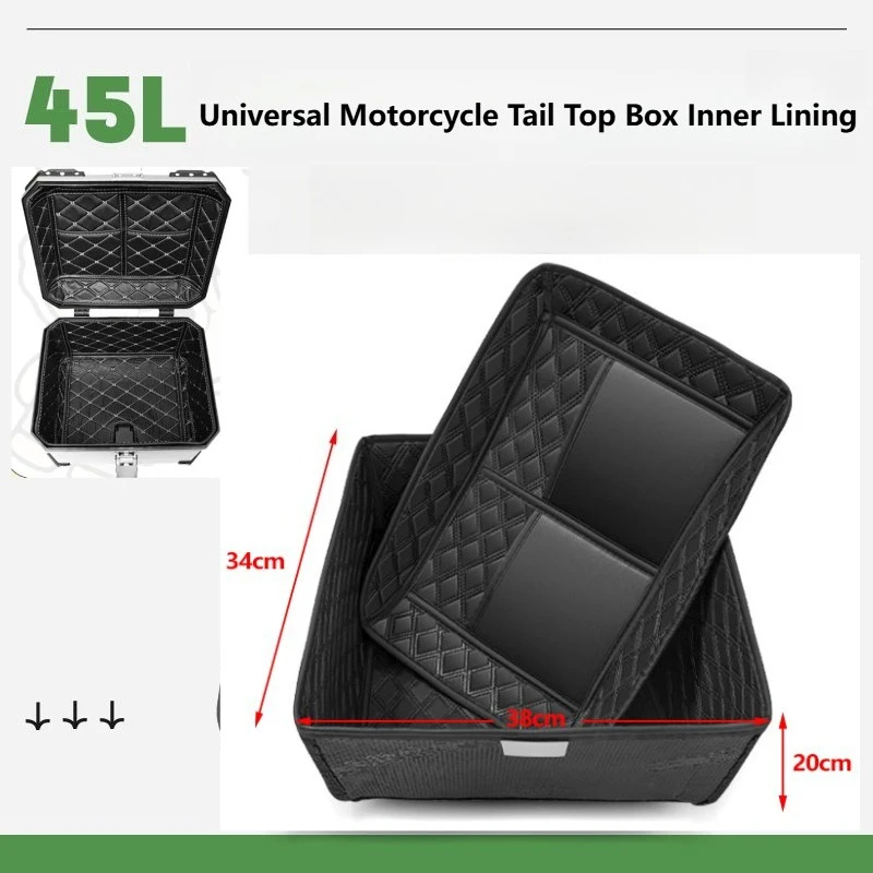 45л универсальный мотоциклетный хвостовой верхний чехол для коробки, чехол для багажа, ящик для инструментов для хранения, внутренняя подкладка, внутренняя подкладка, подушка из искусственной кожи 
45л универсальный мотоциклетный хвостовой верхний чехол для коробки, чехол для багажа, ящик для инструментов для хранения, внутренняя подкладка, внутренняя подкладка, подушка из искусственной кожи